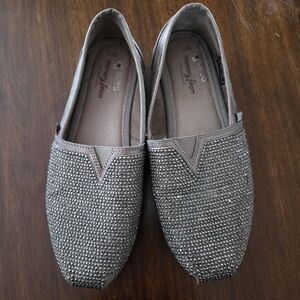 BOBS from Skechers Taupe Rhinestone Slip-On Flats
